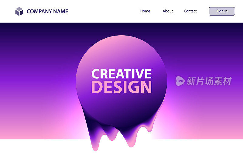Landing page Template - Abstract design - Purple liquid shape - Trendy background